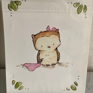 Kit Chase limited release Pink Little owl
water color art print 2010 8x10